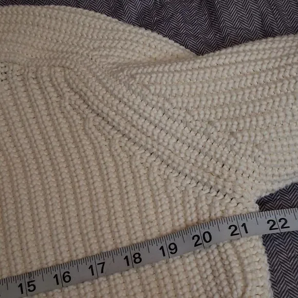 Everlane Womens Chunky Knit Cardigan Sweater White Boho Fisherman Large Coastal - Picture 8 of 11